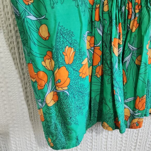 Anthropologie Vanessa x Virginia Green Poppy Pleated Blouse Size small - Picture 7 of 13